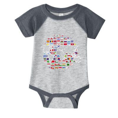 Country Flags World Map Traveling International World Flags Infant Baby Jersey Bodysuit