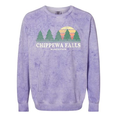 Chippewa Falls Wi Vintage Throwback Retro 70s Design Colorblast Crewneck Sweatshirt