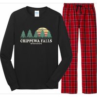 Chippewa Falls Wi Vintage Throwback Retro 70s Design Long Sleeve Pajama Set