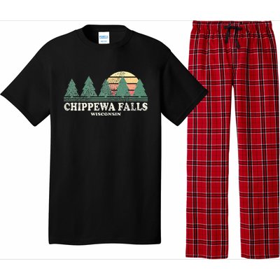 Chippewa Falls Wi Vintage Throwback Retro 70s Design Pajama Set