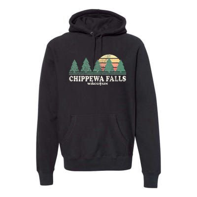 Chippewa Falls Wi Vintage Throwback Retro 70s Design Premium Hoodie