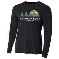 Chippewa Falls Wi Vintage Throwback Retro 70s Design Cooling Performance Long Sleeve Crew