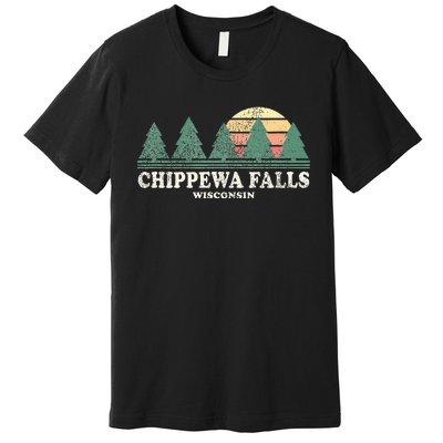 Chippewa Falls Wi Vintage Throwback Retro 70s Design Premium T-Shirt