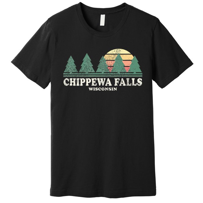 Chippewa Falls Wi Vintage Throwback Retro 70s Design Premium T-Shirt