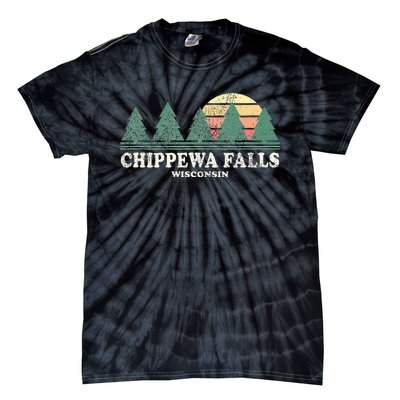 Chippewa Falls Wi Vintage Throwback Retro 70s Design Tie-Dye T-Shirt