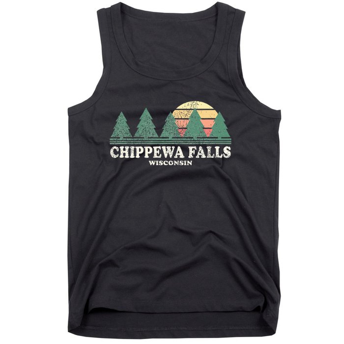 Chippewa Falls Wi Vintage Throwback Retro 70s Design Tank Top