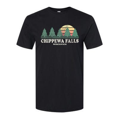 Chippewa Falls Wi Vintage Throwback Retro 70s Design Softstyle CVC T-Shirt