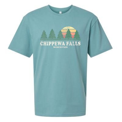 Chippewa Falls Wi Vintage Throwback Retro 70s Design Sueded Cloud Jersey T-Shirt