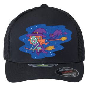 Cute Flying Witch Flexfit Unipanel Trucker Cap