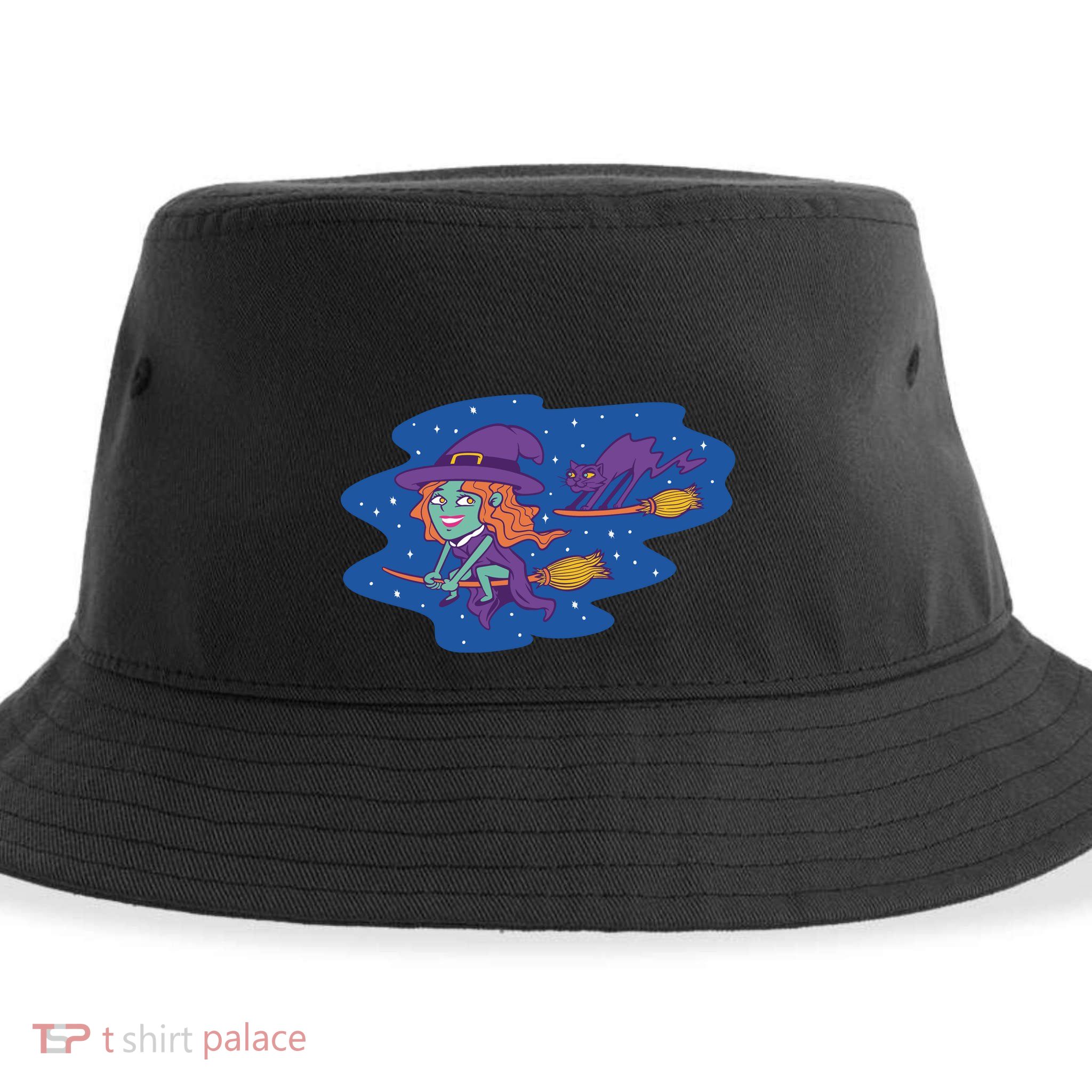 Cute Flying Witch Sustainable Bucket Hat