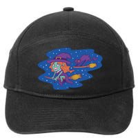 Cute Flying Witch 7-Panel Snapback Hat