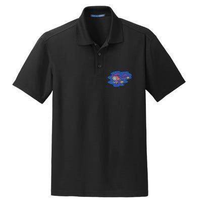Cute Flying Witch Dry Zone Grid Polo