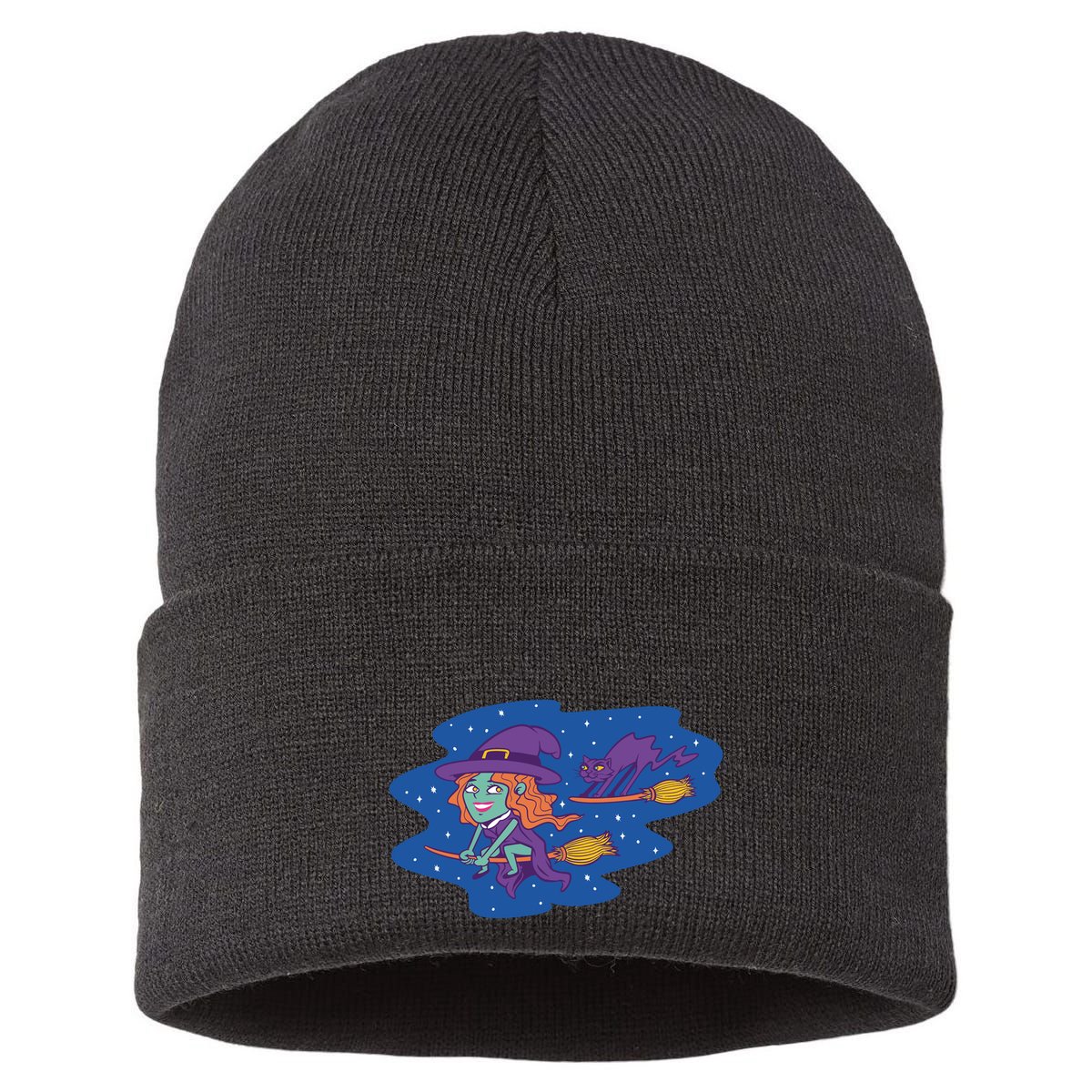 Cute Flying Witch Sustainable Knit Beanie