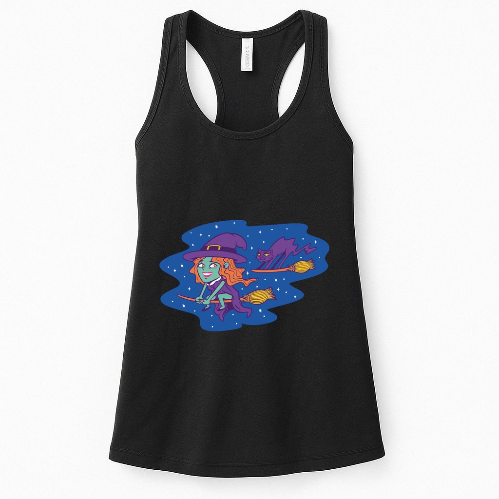 Cute Flying Witch Womens Tank Top