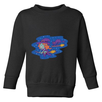 Cute Flying Witch Toddler Sweatshirt