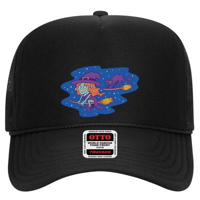 Cute Flying Witch Trucker Hat