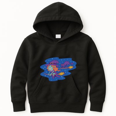 Cute Flying Witch Kids Hoodie