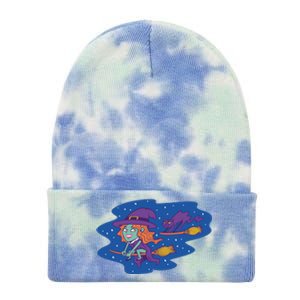 Cute Flying Witch Tie Dye 12in Knit Beanie