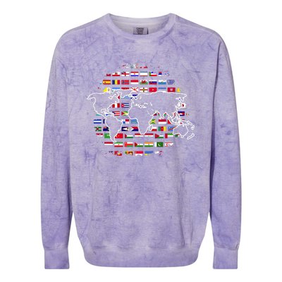 Country Flags World Map Traveling International World Flags Colorblast Crewneck Sweatshirt