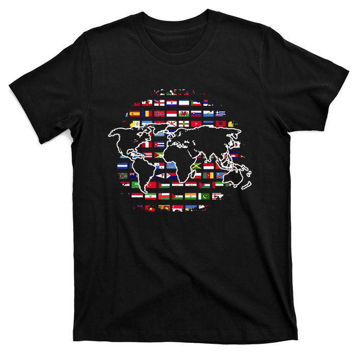 Country Flags World Map Traveling International World Flags T-Shirt