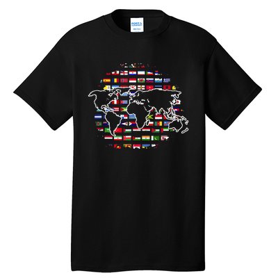 Country Flags World Map Traveling International World Flags Tall T-Shirt