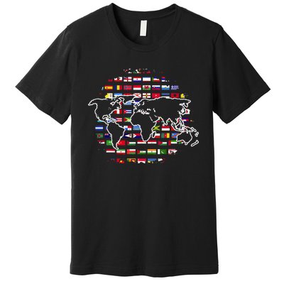 Country Flags World Map Traveling International World Flags Premium T-Shirt