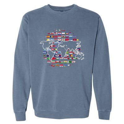 Country Flags World Map Traveling International World Flags Garment-Dyed Sweatshirt