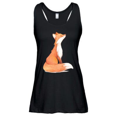 Cute Fox Watercolor | Funny Fox Lover Mammal Child Ladies Essential Flowy Tank