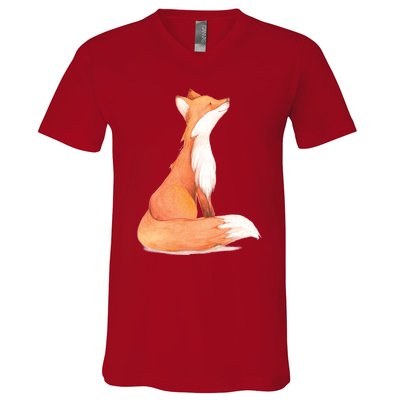 Cute Fox Watercolor | Funny Fox Lover Mammal Child V-Neck T-Shirt