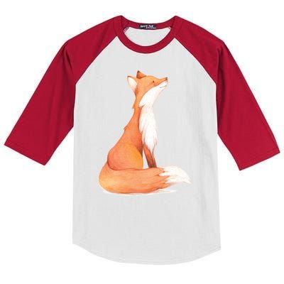 Cute Fox Watercolor | Funny Fox Lover Mammal Child Kids Colorblock Raglan Jersey