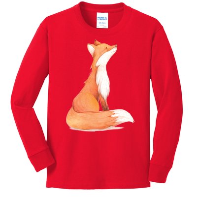 Cute Fox Watercolor | Funny Fox Lover Mammal Child Kids Long Sleeve Shirt