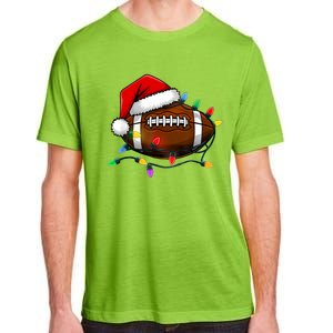 Christmas Football With Santa Hat Christmas Football Player Adult ChromaSoft Performance T-Shirt