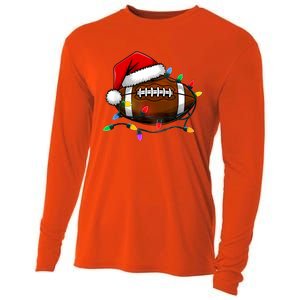 Christmas Football With Santa Hat Christmas Football Player Cooling Performance Long Sleeve Crew