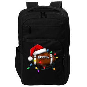 Christmas Football With Santa Hat Christmas Football Player Impact Tech Backpack