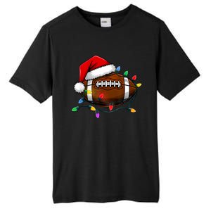 Christmas Football With Santa Hat Christmas Football Player Tall Fusion ChromaSoft Performance T-Shirt