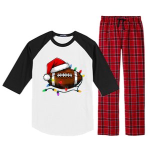 Christmas Football With Santa Hat Christmas Football Player Raglan Sleeve Pajama Set