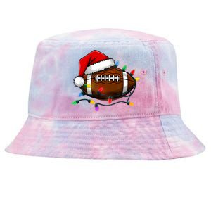 Christmas Football With Santa Hat Christmas Football Player Tie-Dyed Bucket Hat