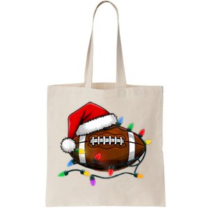 Christmas Football With Santa Hat Christmas Football Player Tote Bag