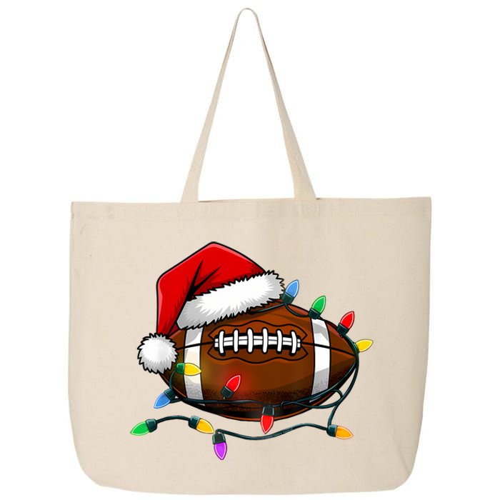 Christmas Football With Santa Hat Christmas Football Player 25L Jumbo Tote