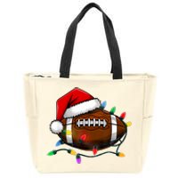 Christmas Football With Santa Hat Christmas Football Player Zip Tote Bag