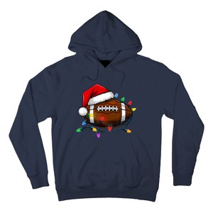 Christmas Football With Santa Hat Christmas Football Player Hoodie