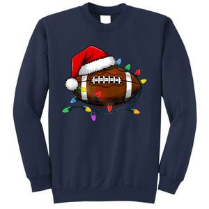 Christmas Football With Santa Hat Christmas Football Player Sweatshirt