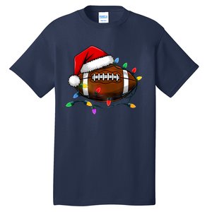 Christmas Football With Santa Hat Christmas Football Player Tall T-Shirt