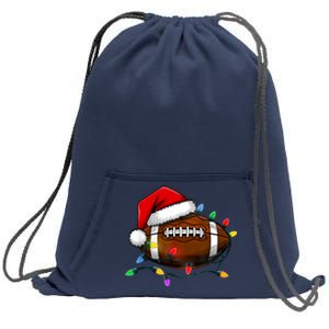 Christmas Football With Santa Hat Christmas Football Player Sweatshirt Cinch Pack Bag