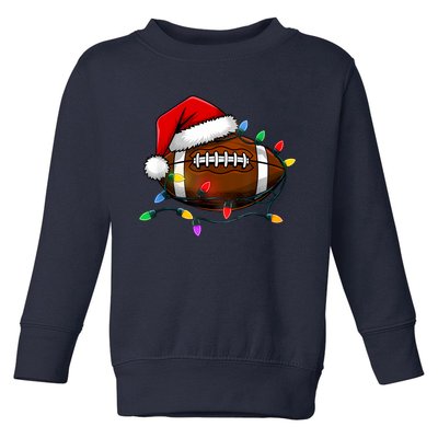 Christmas Football With Santa Hat Christmas Football Player Toddler Sweatshirt