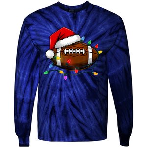 Christmas Football With Santa Hat Christmas Football Player Tie-Dye Long Sleeve Shirt