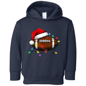 Christmas Football With Santa Hat Christmas Football Player Toddler Hoodie