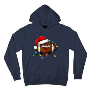 Christmas Football With Santa Hat Christmas Football Player Tall Hoodie