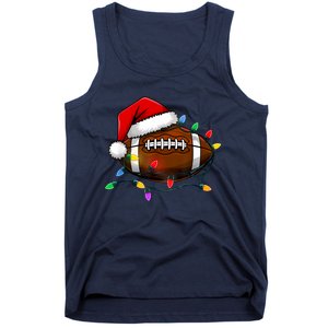 Christmas Football With Santa Hat Christmas Football Player Tank Top