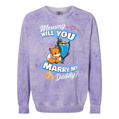 Cute Fox Wedding Offer Mommy Will You Marry My Daddy Gift Colorblast Crewneck Sweatshirt